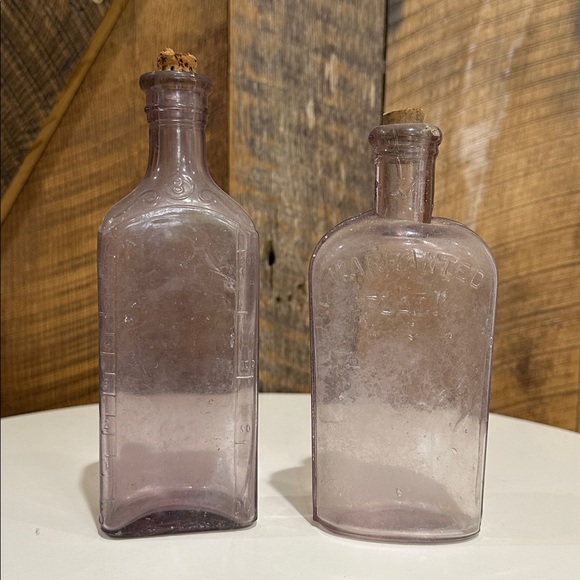 Other - Vintage Antique Purple Medicine Liquor Glass Bottles~Warranted Flask